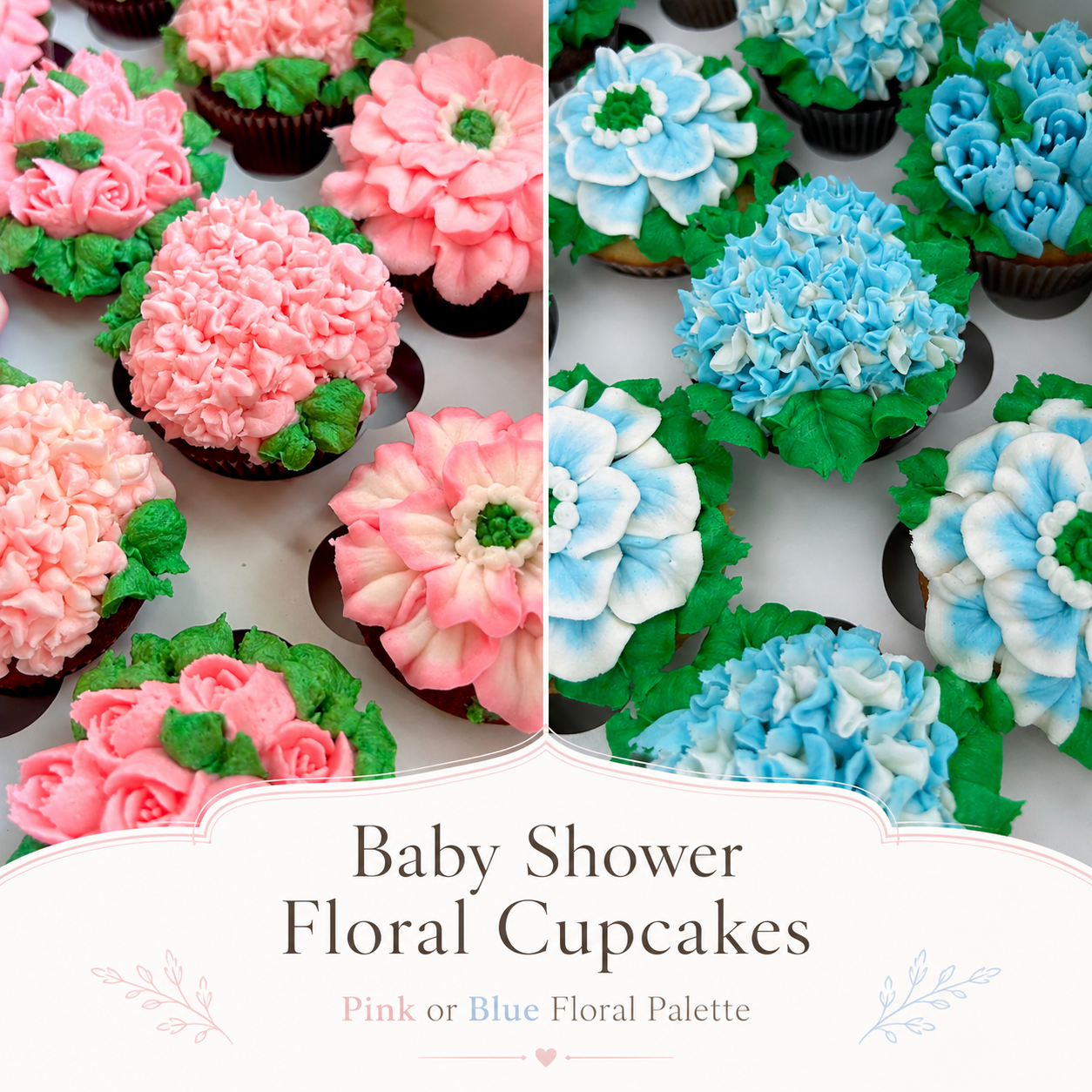 Baby Shower Floral Cupcakes