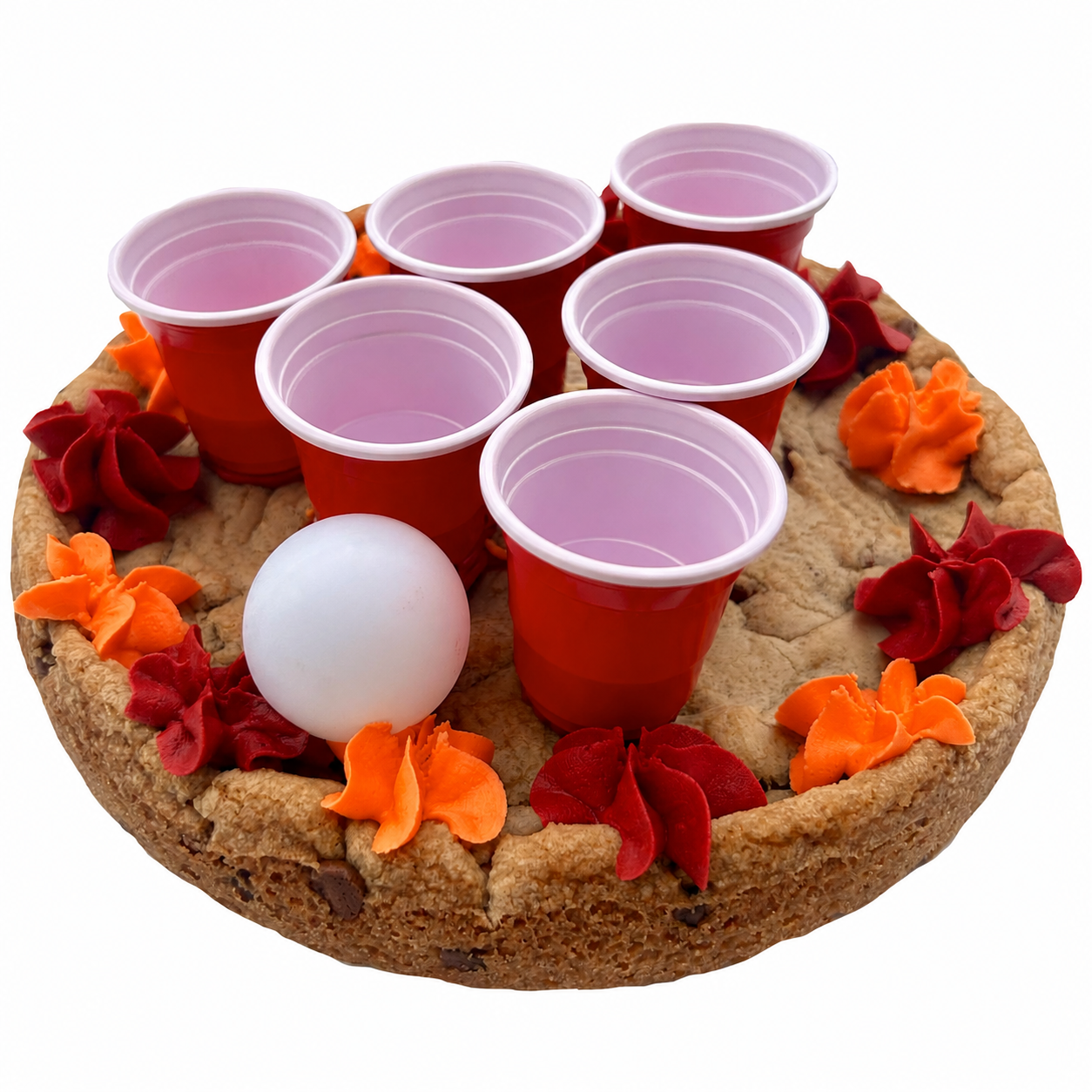 Maroon & Orange Cookie Pong Cake