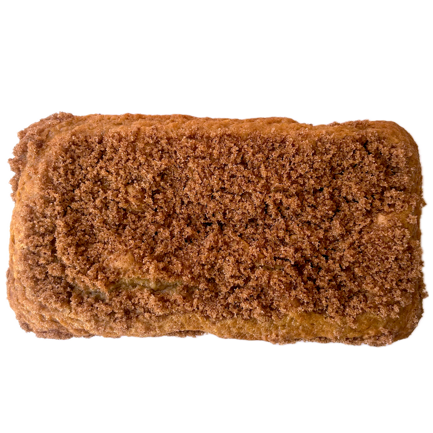 Cinnamon bread loaf with a cinnamon sugar crumb topping.
