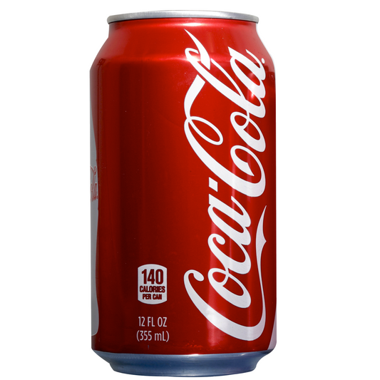A 12 oz can of Coca-Cola.