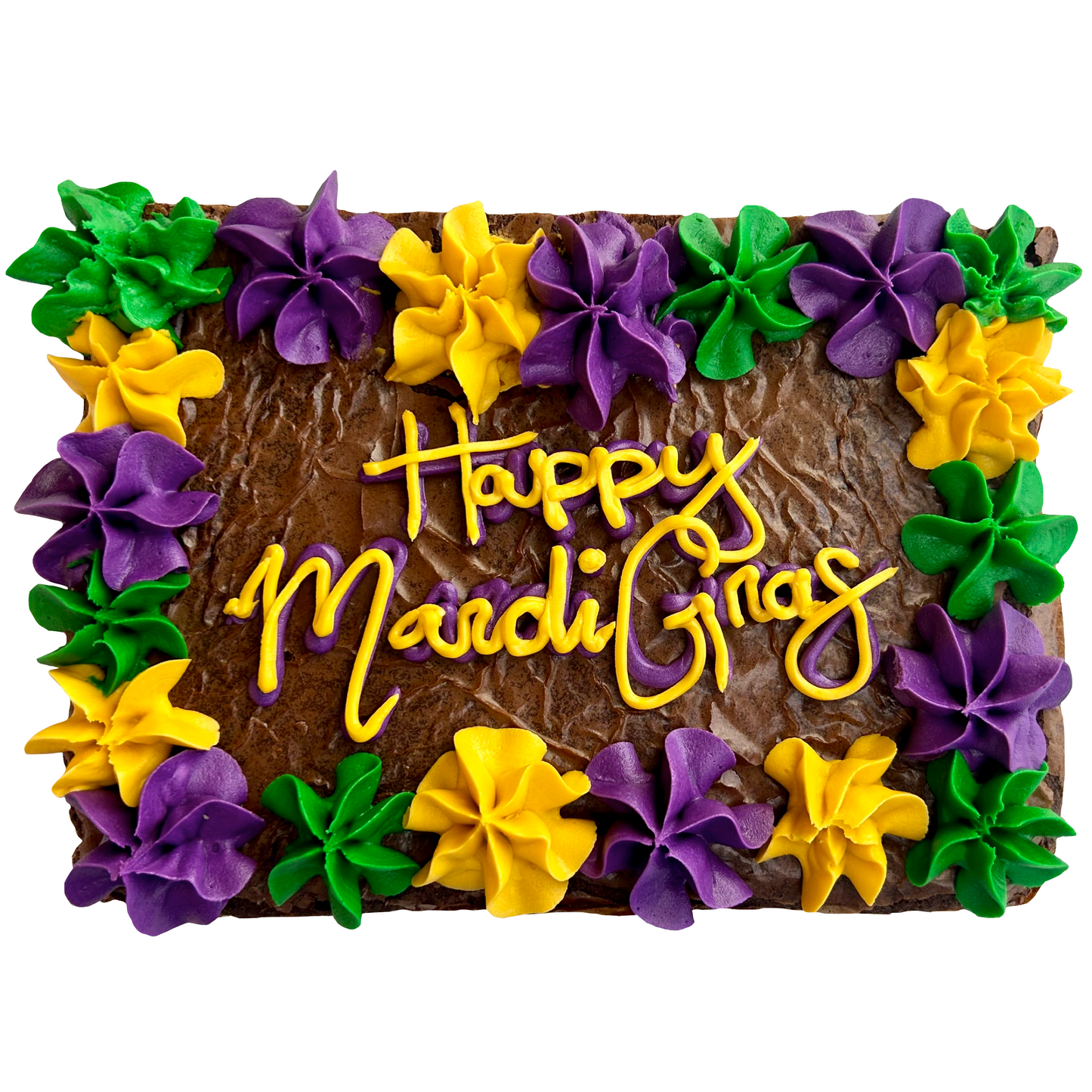 "Happy Mardi Gras" Brownie Cake