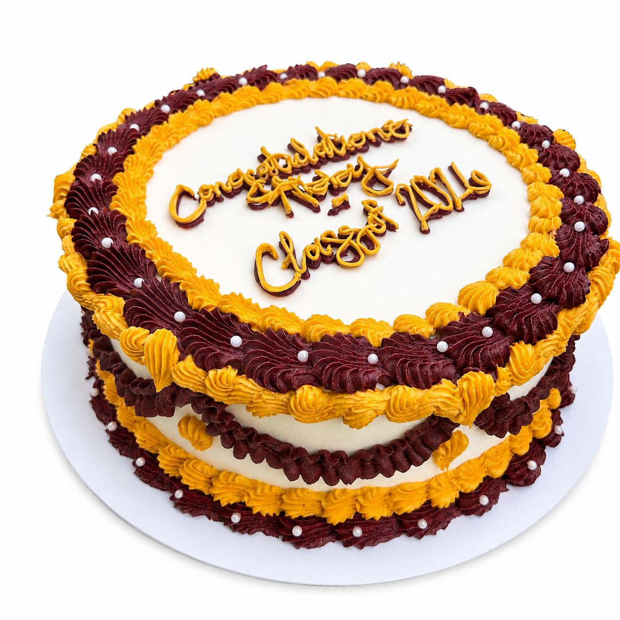 Maroon & Gold Graduation Cake