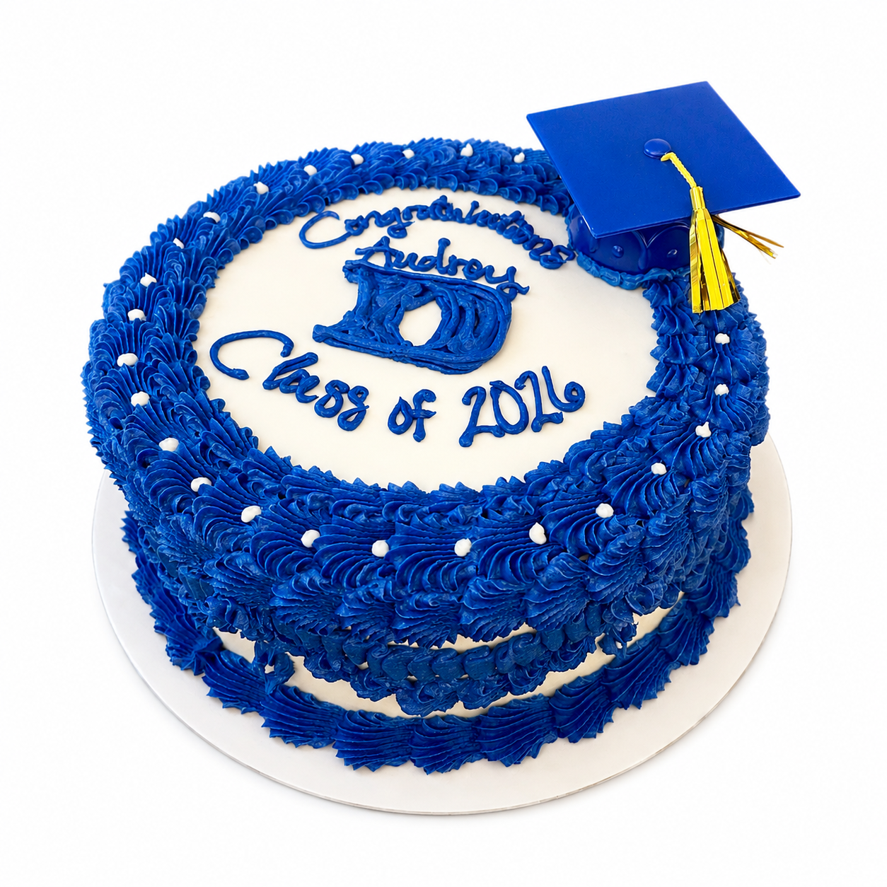 Royal Blue Graduation Cake